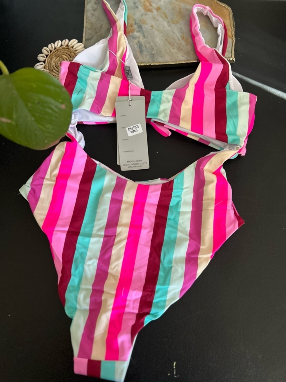Yira one piece colorful striped one piece bikini size Large - Picture 5 of 9